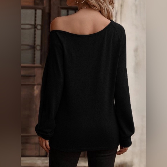 Decorative Button One Shoulder T-Shirt - available in 4 other colors - Picture 14 of 15